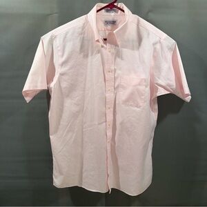 Roundtree Yorke Men's Pink Linen Short Sleeve Shirt Size 17 Button Down C Desc